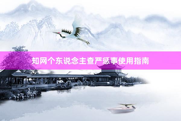 知网个东说念主查严惩事使用指南